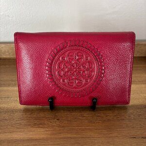 Brighton Ferrara Red Leather Folio Travel Passport Holder Wallet